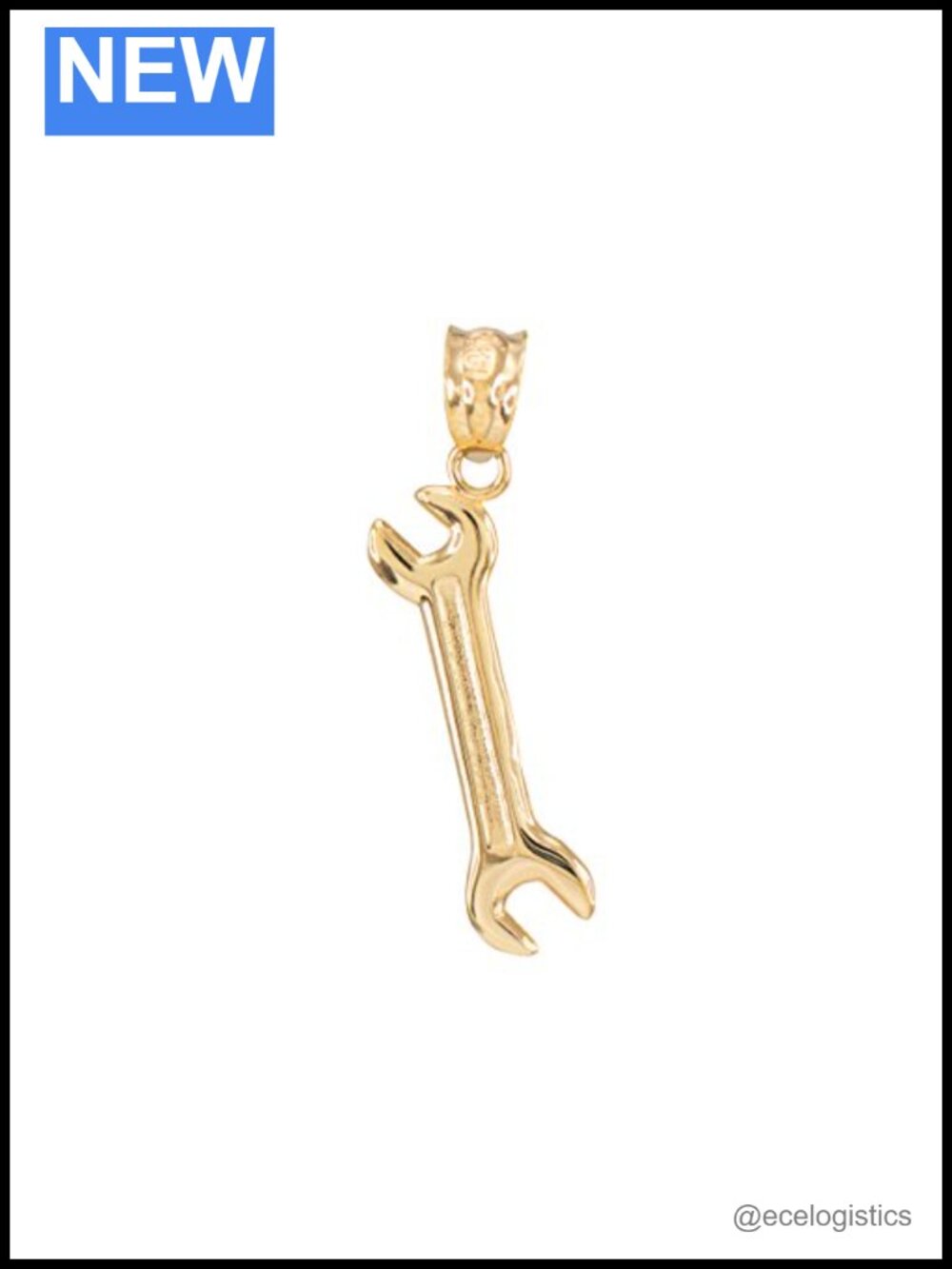 10K Yellow Gold Open End Wrench Charm Pendant Fine Jewelry